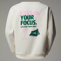 Cheap The North Face Outdoor Multi Graphic Relaxed Sweatshirt Til Damer White Dune-Evergreen