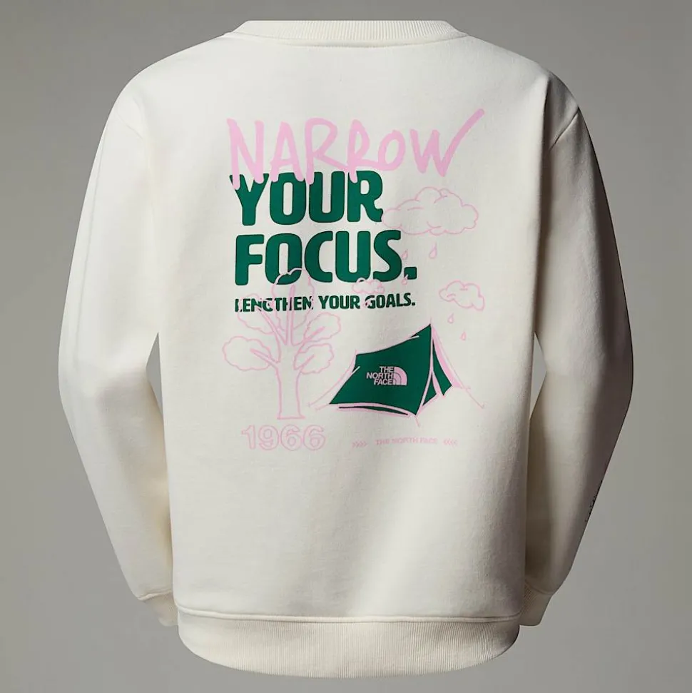 Cheap The North Face Outdoor Multi Graphic Relaxed Sweatshirt Til Damer White Dune-Evergreen