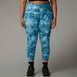 New The North Face Plus Size Flex High Rise Leggings Med Print I Ankellængde Til Damer Mallard Blue Micro Halfdome Print