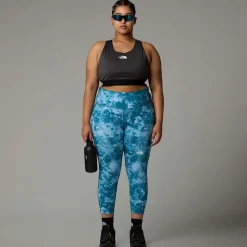 New The North Face Plus Size Flex High Rise Leggings Med Print I Ankellængde Til Damer Mallard Blue Micro Halfdome Print