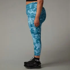 New The North Face Plus Size Flex High Rise Leggings Med Print I Ankellængde Til Damer Mallard Blue Micro Halfdome Print