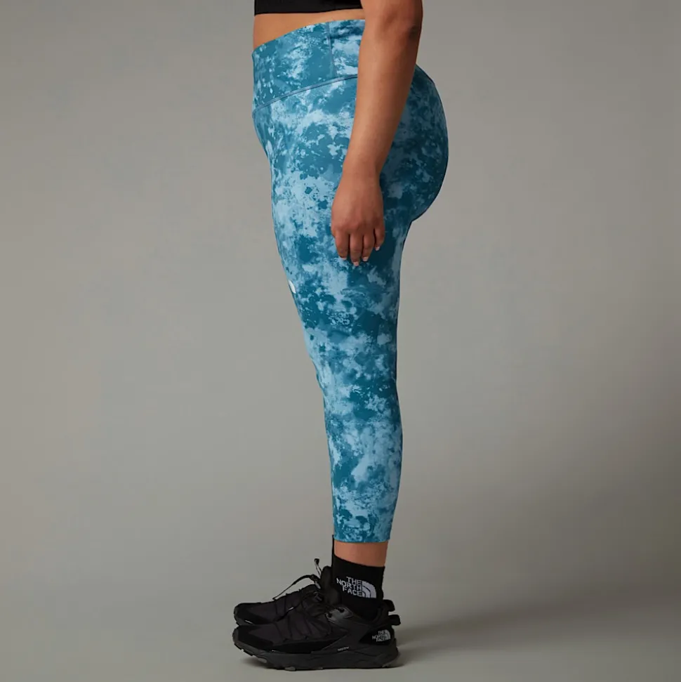New The North Face Plus Size Flex High Rise Leggings Med Print I Ankellængde Til Damer Mallard Blue Micro Halfdome Print