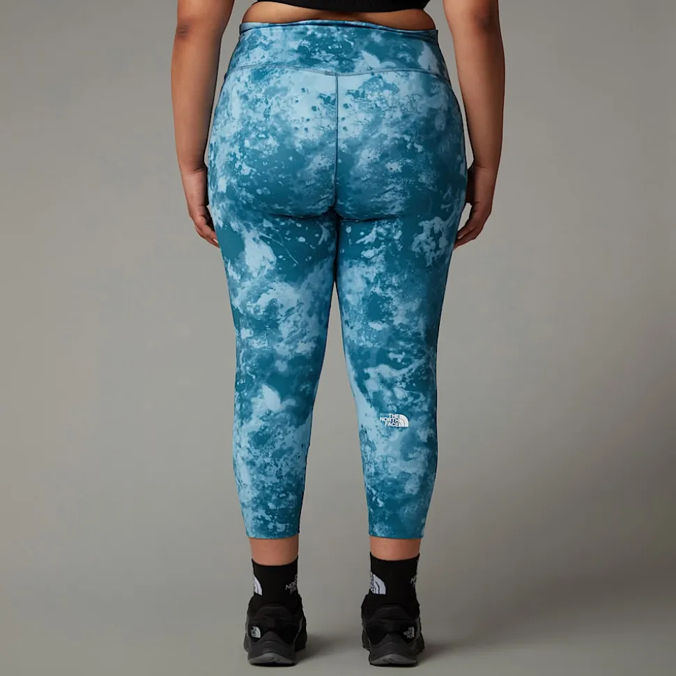New The North Face Plus Size Flex High Rise Leggings Med Print I Ankellængde Til Damer Mallard Blue Micro Halfdome Print