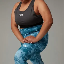 New The North Face Plus Size Flex High Rise Leggings Med Print I Ankellængde Til Damer Mallard Blue Micro Halfdome Print