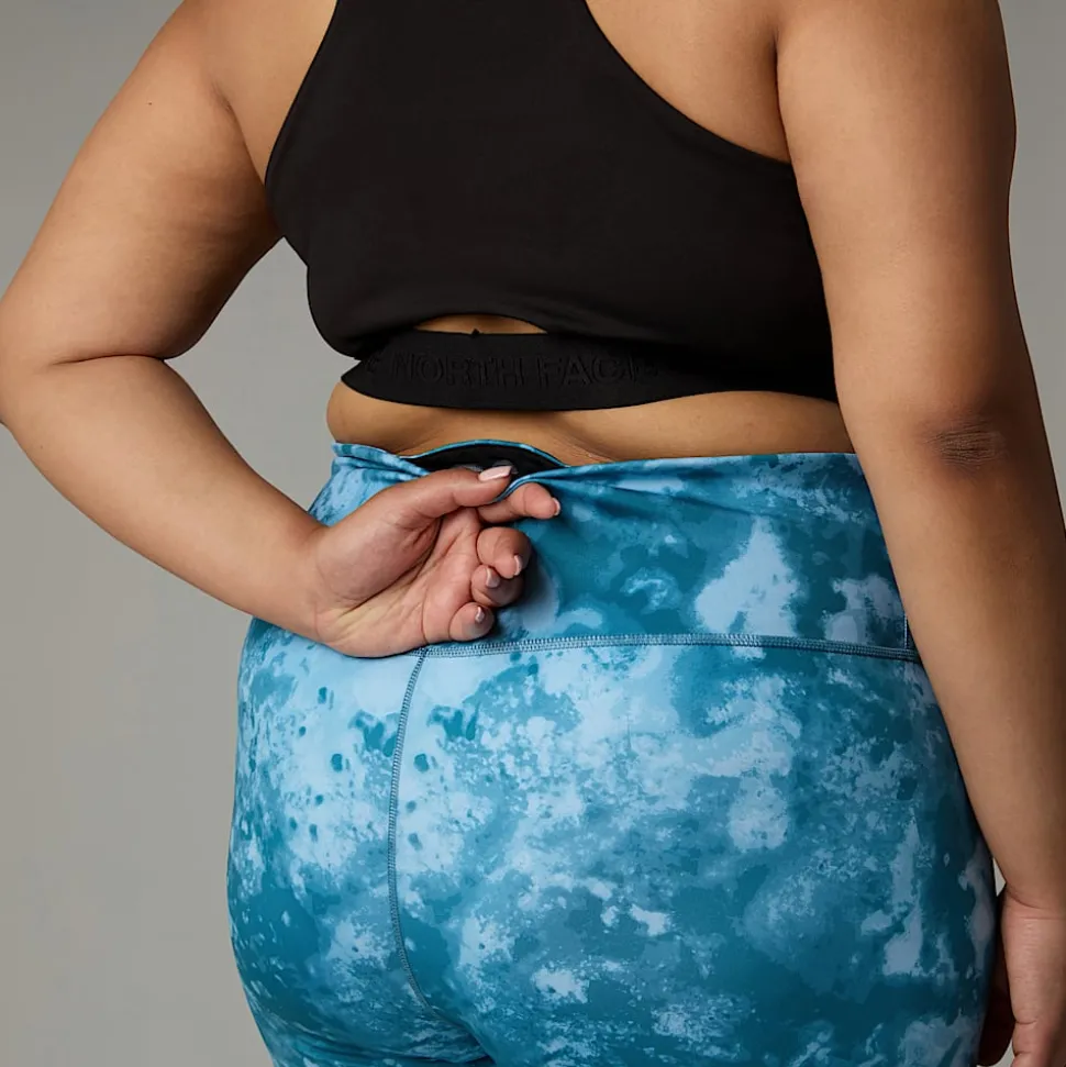 New The North Face Plus Size Flex High Rise Leggings Med Print I Ankellængde Til Damer Mallard Blue Micro Halfdome Print