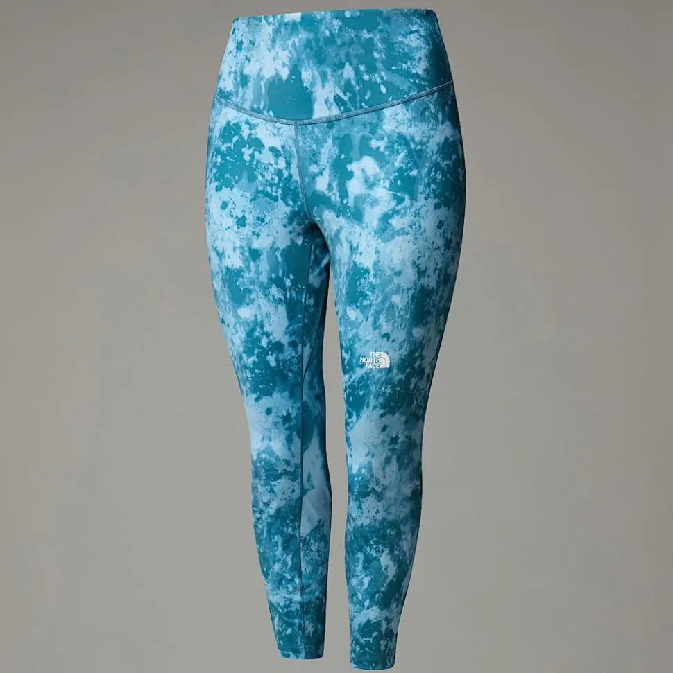 New The North Face Plus Size Flex High Rise Leggings Med Print I Ankellængde Til Damer Mallard Blue Micro Halfdome Print
