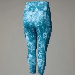 New The North Face Plus Size Flex High Rise Leggings Med Print I Ankellængde Til Damer Mallard Blue Micro Halfdome Print