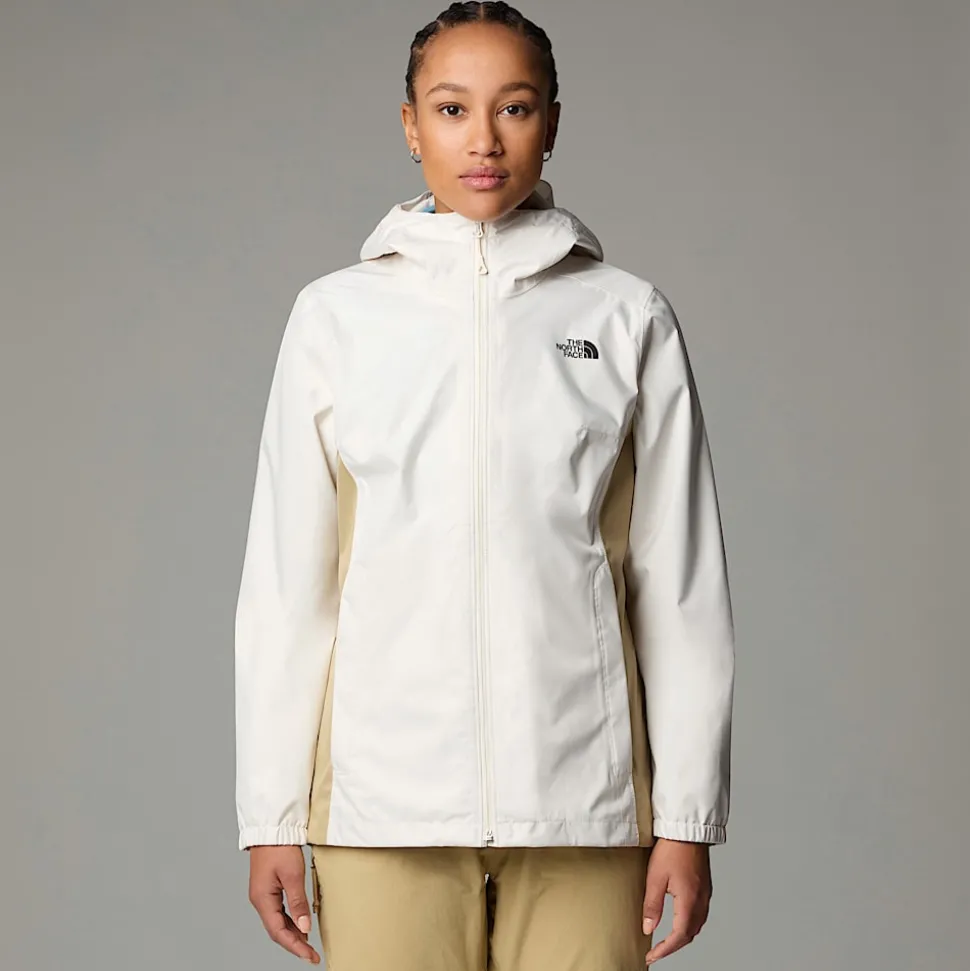 Discount The North Face Quest Zip-In Jakke Til Damer White Dune-Khaki Stone