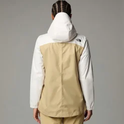 Discount The North Face Quest Zip-In Jakke Til Damer White Dune-Khaki Stone