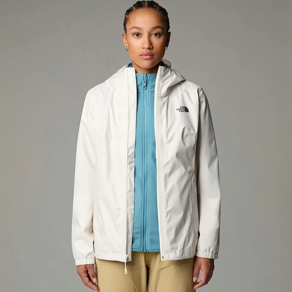 Discount The North Face Quest Zip-In Jakke Til Damer White Dune-Khaki Stone