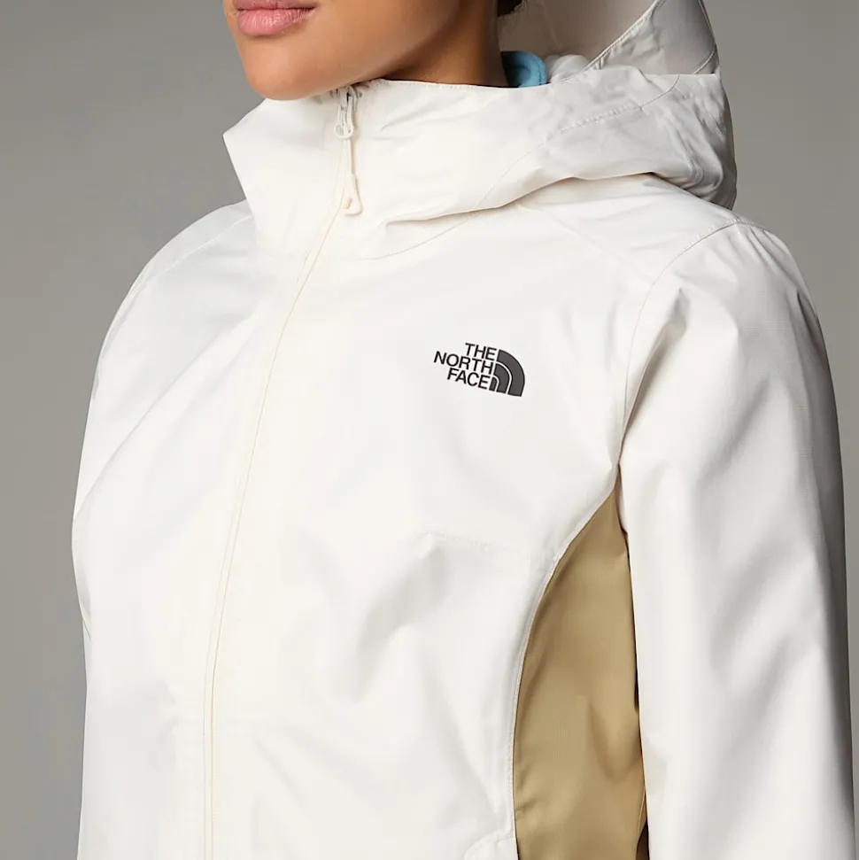 Discount The North Face Quest Zip-In Jakke Til Damer White Dune-Khaki Stone