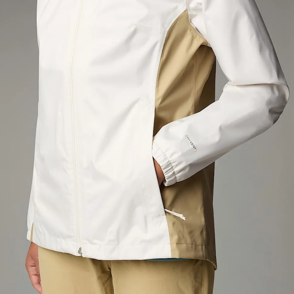 Discount The North Face Quest Zip-In Jakke Til Damer White Dune-Khaki Stone