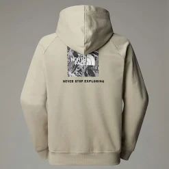 Sale The North Face Raglan Redbox Graphic Hættetrøje Til Herrer Clay Grey-TNF Black 3D Summit Mesh Print