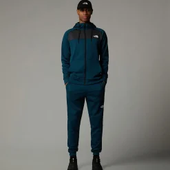 Flash Sale The North Face Reaxion Fleece Hættetrøje Med Gennemgående Lynlås Til Herrer Midnight Petrol Dark Heather-Asphalt Grey