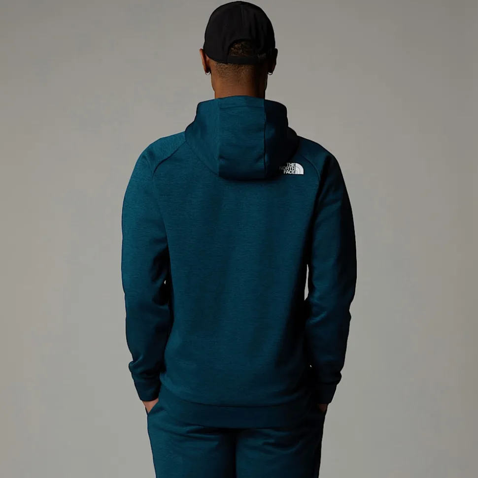 Flash Sale The North Face Reaxion Fleece Hættetrøje Med Gennemgående Lynlås Til Herrer Midnight Petrol Dark Heather-Asphalt Grey