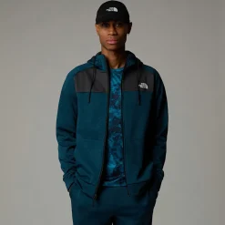 Flash Sale The North Face Reaxion Fleece Hættetrøje Med Gennemgående Lynlås Til Herrer Midnight Petrol Dark Heather-Asphalt Grey