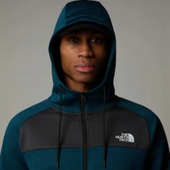 Flash Sale The North Face Reaxion Fleece Hættetrøje Med Gennemgående Lynlås Til Herrer Midnight Petrol Dark Heather-Asphalt Grey