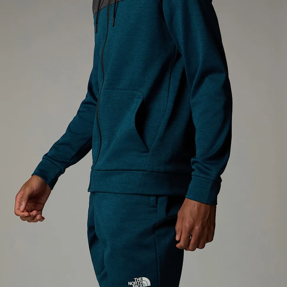 Flash Sale The North Face Reaxion Fleece Hættetrøje Med Gennemgående Lynlås Til Herrer Midnight Petrol Dark Heather-Asphalt Grey
