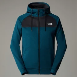 Flash Sale The North Face Reaxion Fleece Hættetrøje Med Gennemgående Lynlås Til Herrer Midnight Petrol Dark Heather-Asphalt Grey