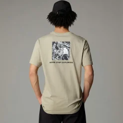 Fashion The North Face Redbox Graphic T-shirt Til Herrer Clay Grey-TNF Black 3D Summit Mesh Print