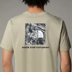 Fashion The North Face Redbox Graphic T-shirt Til Herrer Clay Grey-TNF Black 3D Summit Mesh Print