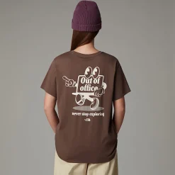 Online The North Face Relaxed Cartoon T-shirt Til Damer Smokey Brown-White Dune