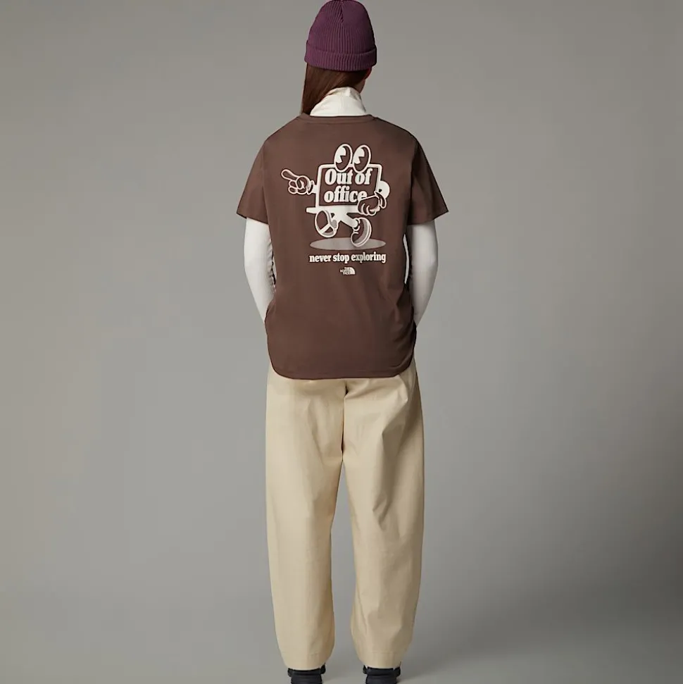 Online The North Face Relaxed Cartoon T-shirt Til Damer Smokey Brown-White Dune
