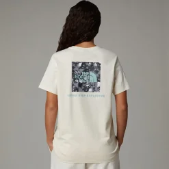 Hot The North Face Relaxed Redbox Graphic T-shirt Til Damer White Dune-TNF Black Liquid Print