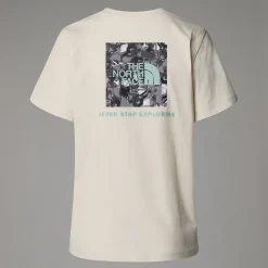 Hot The North Face Relaxed Redbox Graphic T-shirt Til Damer White Dune-TNF Black Liquid Print