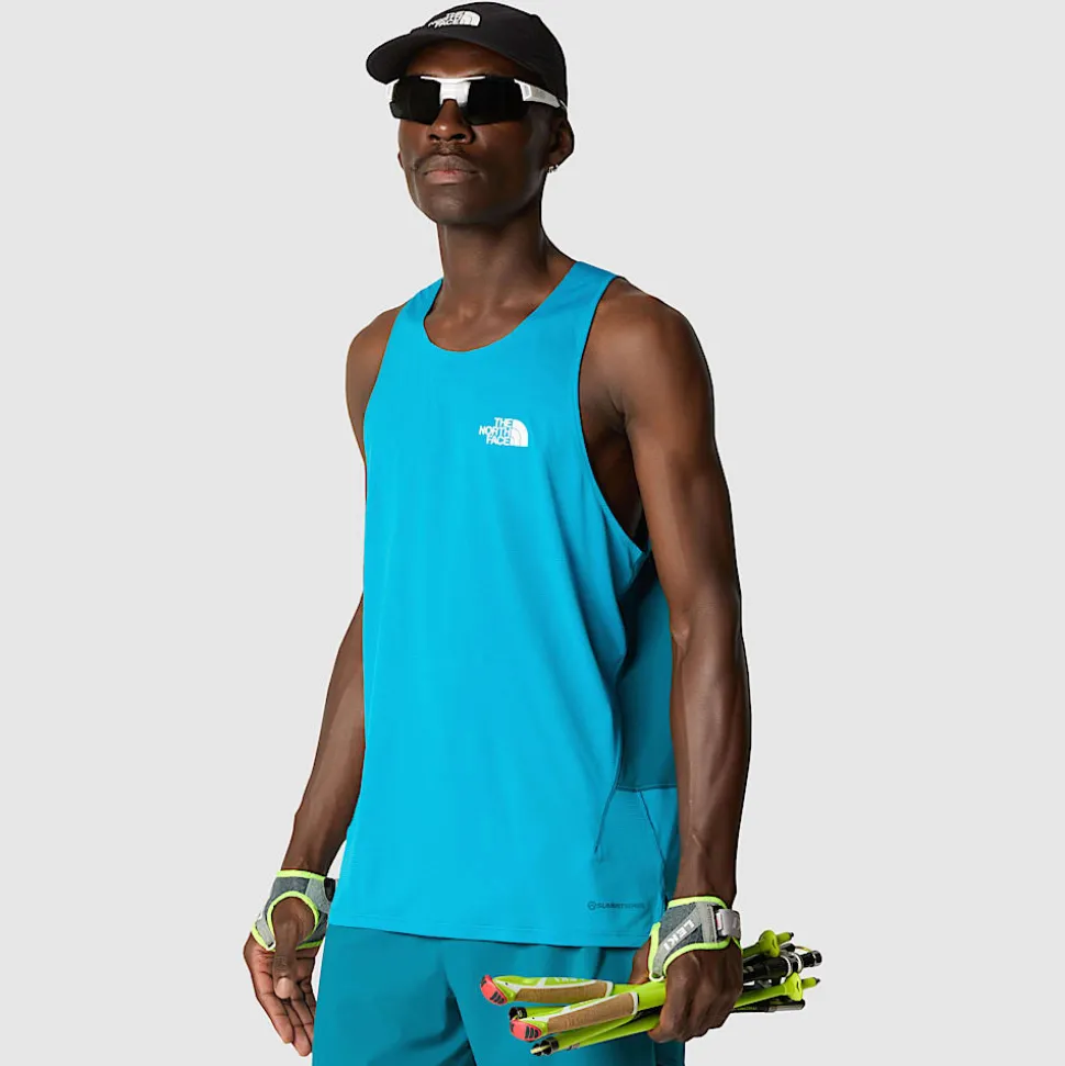 Outlet The North Face Summit High Trail Run Tanktop Til Herrer Sapphire Slate-Blue Moss