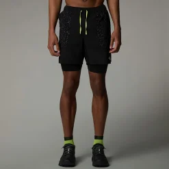 Fashion The North Face Sunriser 6" 2-i-1 Shorts Til Herrer TNF Black-TNF Black Trail Reflective Print
