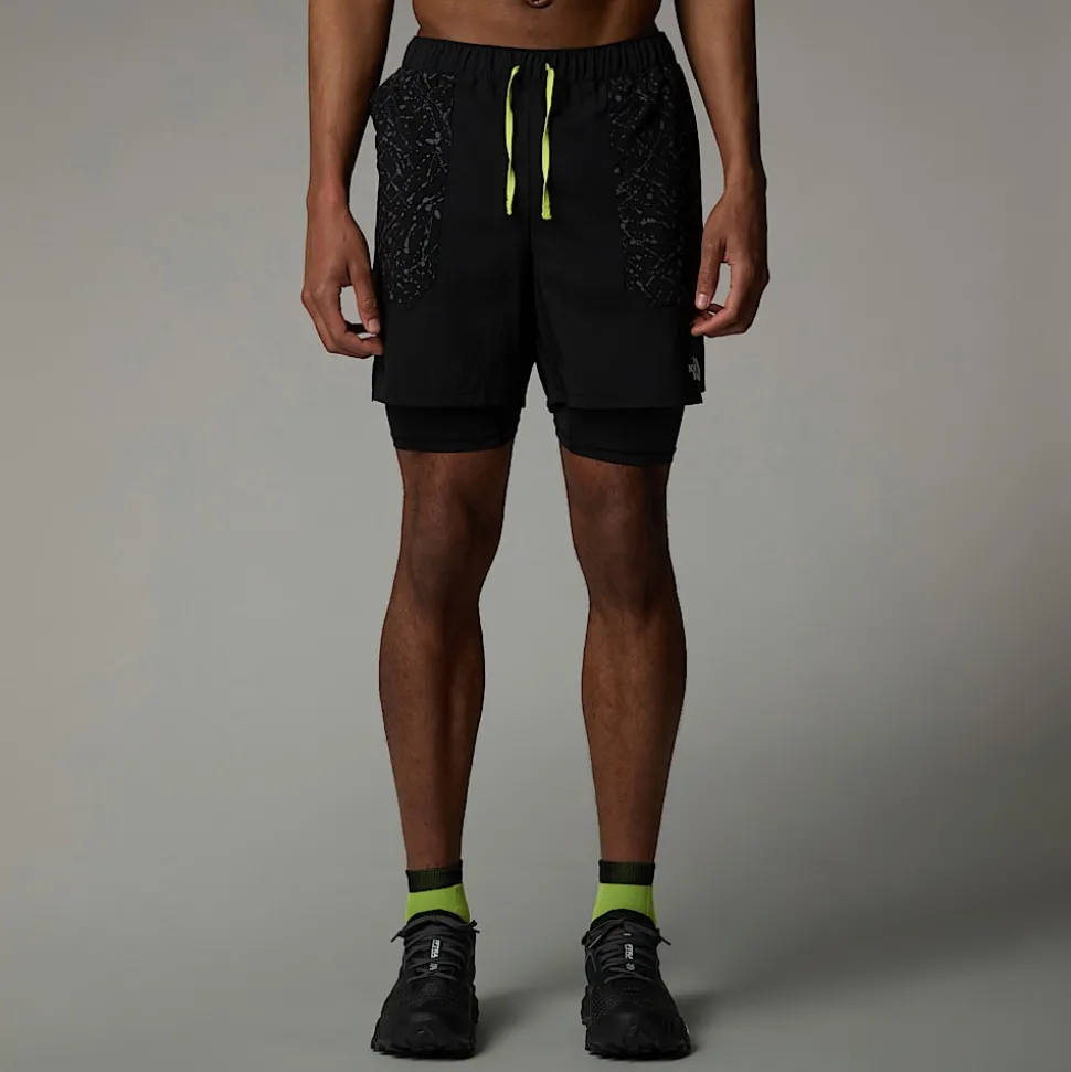 Fashion The North Face Sunriser 6" 2-i-1 Shorts Til Herrer TNF Black-TNF Black Trail Reflective Print