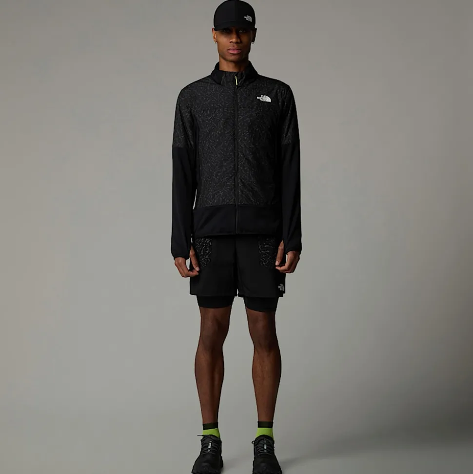 Fashion The North Face Sunriser 6" 2-i-1 Shorts Til Herrer TNF Black-TNF Black Trail Reflective Print