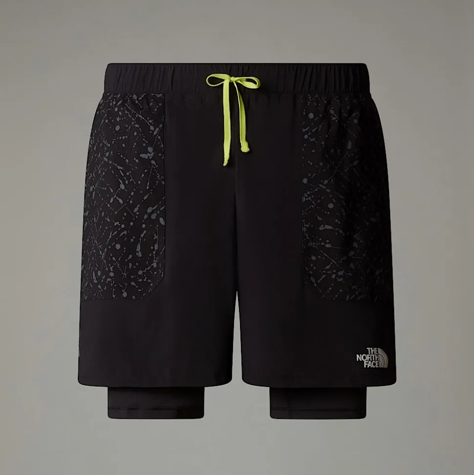 Fashion The North Face Sunriser 6" 2-i-1 Shorts Til Herrer TNF Black-TNF Black Trail Reflective Print