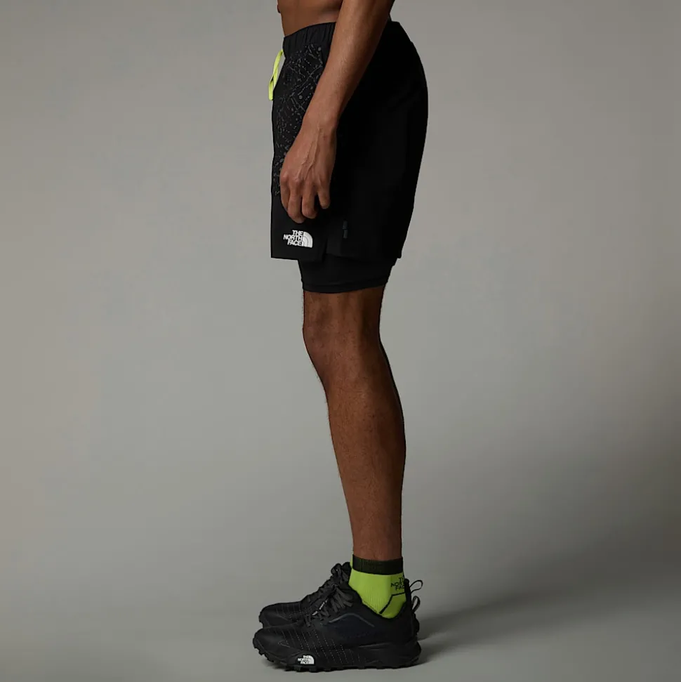 Fashion The North Face Sunriser 6" 2-i-1 Shorts Til Herrer TNF Black-TNF Black Trail Reflective Print
