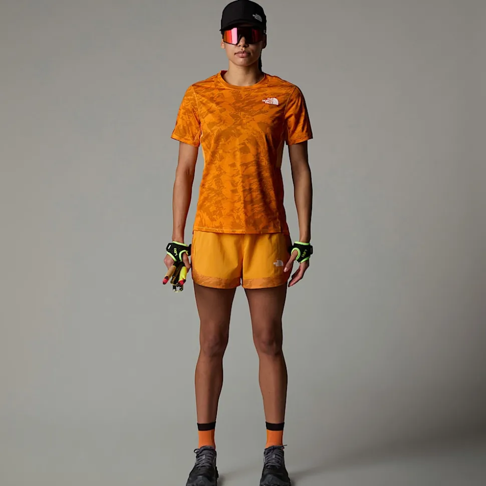 Sale The North Face Sunriser 2.5" Shorts Til Damer Apricot Glaze Mountain Traverse Print
