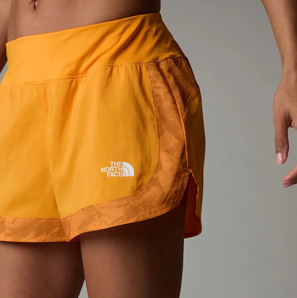 Sale The North Face Sunriser 2.5" Shorts Til Damer Apricot Glaze Mountain Traverse Print