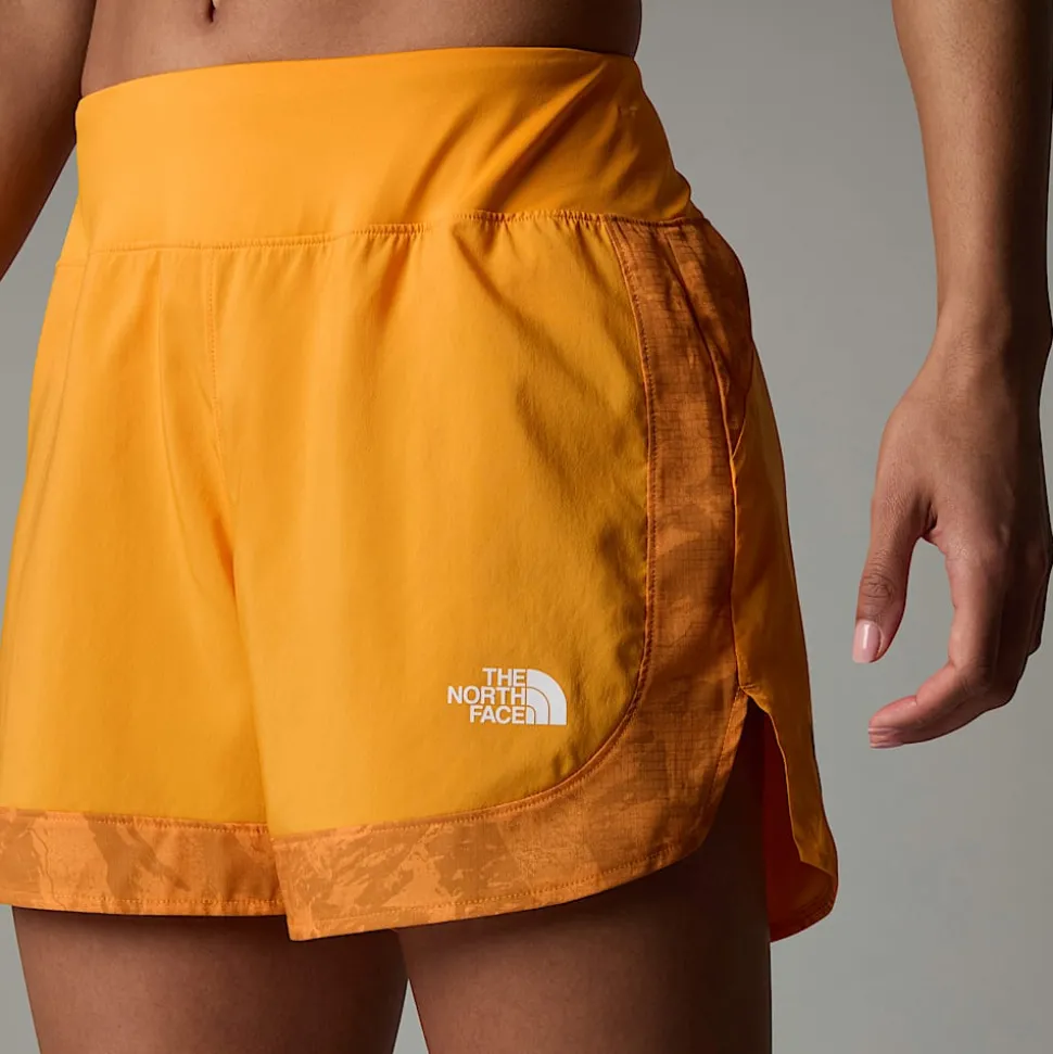 Online The North Face Sunriser 4" Shorts Til Damer Apricot Glaze Mountain Traverse Print