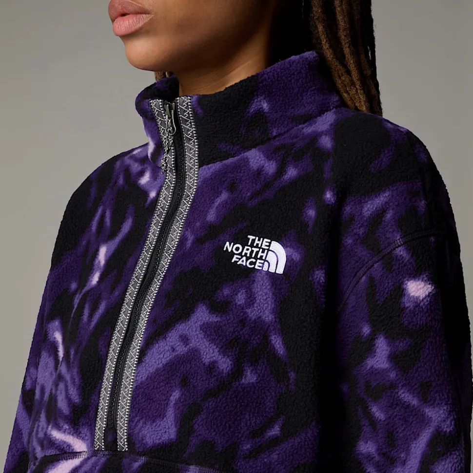 Best Sale The North Face TNF Fleeski Pullover Fleece Med Kvart Lynlås Til Damer Peak Purple 3D Summit Mesh Print