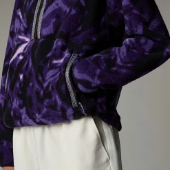 Best Sale The North Face TNF Fleeski Pullover Fleece Med Kvart Lynlås Til Damer Peak Purple 3D Summit Mesh Print