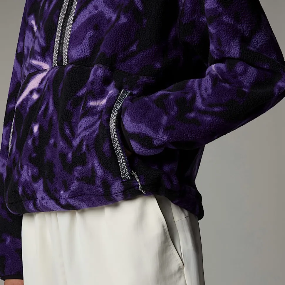 Best Sale The North Face TNF Fleeski Pullover Fleece Med Kvart Lynlås Til Damer Peak Purple 3D Summit Mesh Print