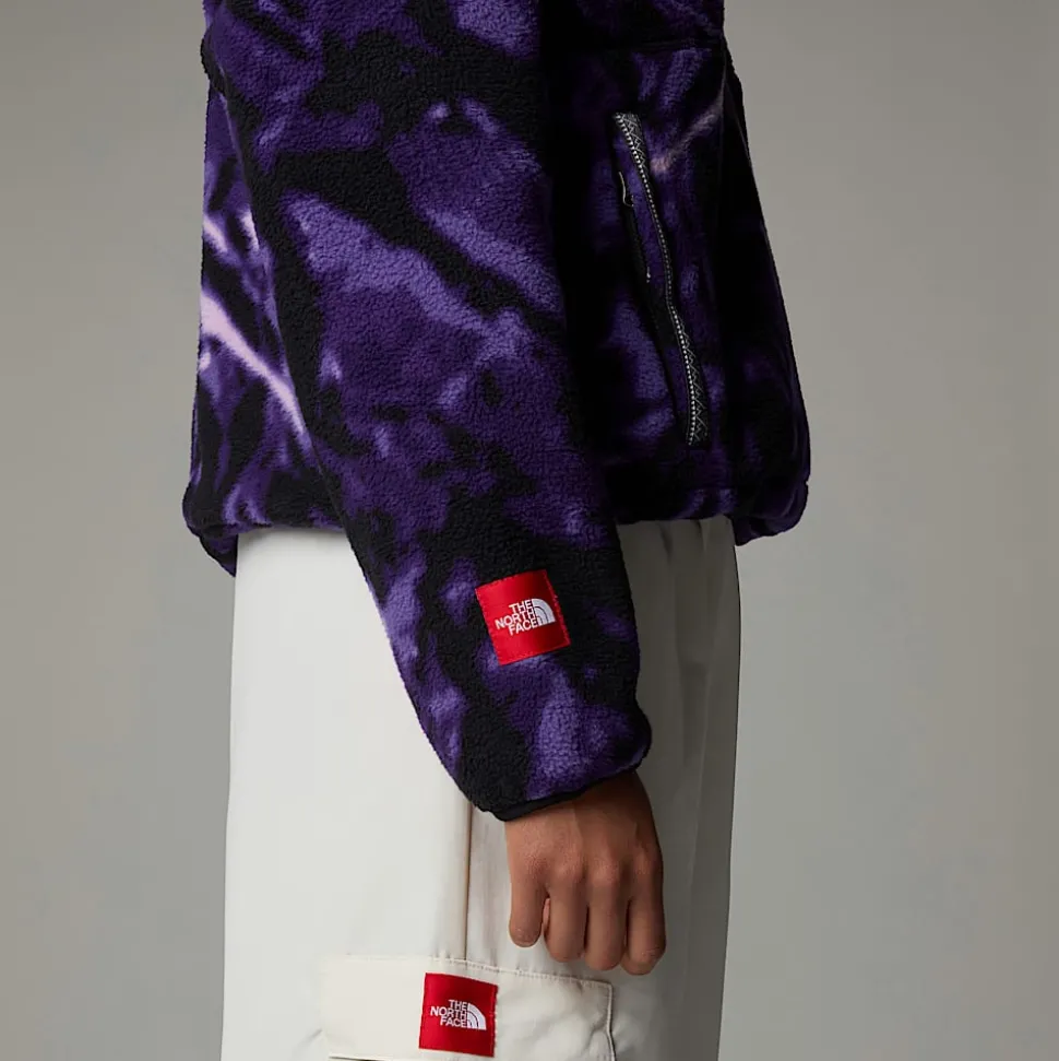 Best Sale The North Face TNF Fleeski Pullover Fleece Med Kvart Lynlås Til Damer Peak Purple 3D Summit Mesh Print