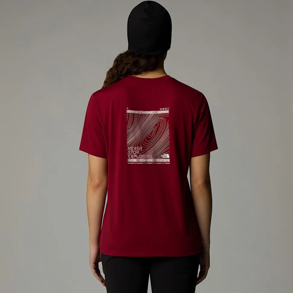 Online The North Face Topographic Foundation T-shirt Til Damer Beetroot