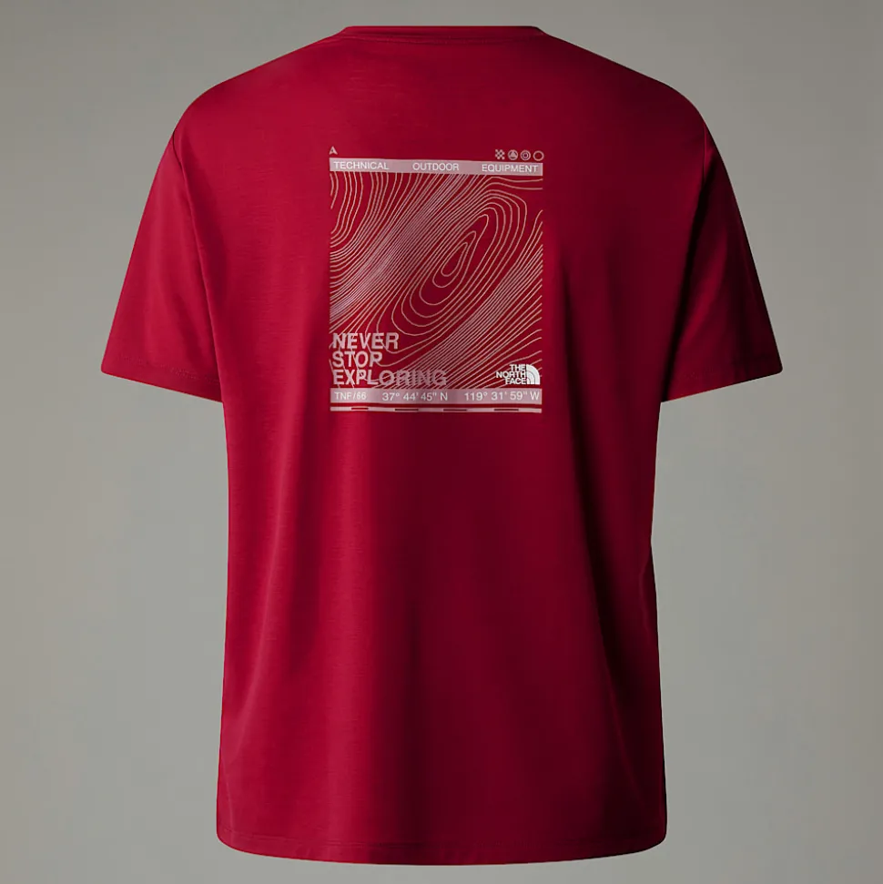 Online The North Face Topographic Foundation T-shirt Til Damer Beetroot