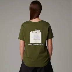 Flash Sale The North Face UK Redbox T-shirt Til Damer Terrarium Green - White Dune -Beetroot