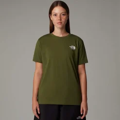 Flash Sale The North Face UK Redbox T-shirt Til Damer Terrarium Green - White Dune -Beetroot
