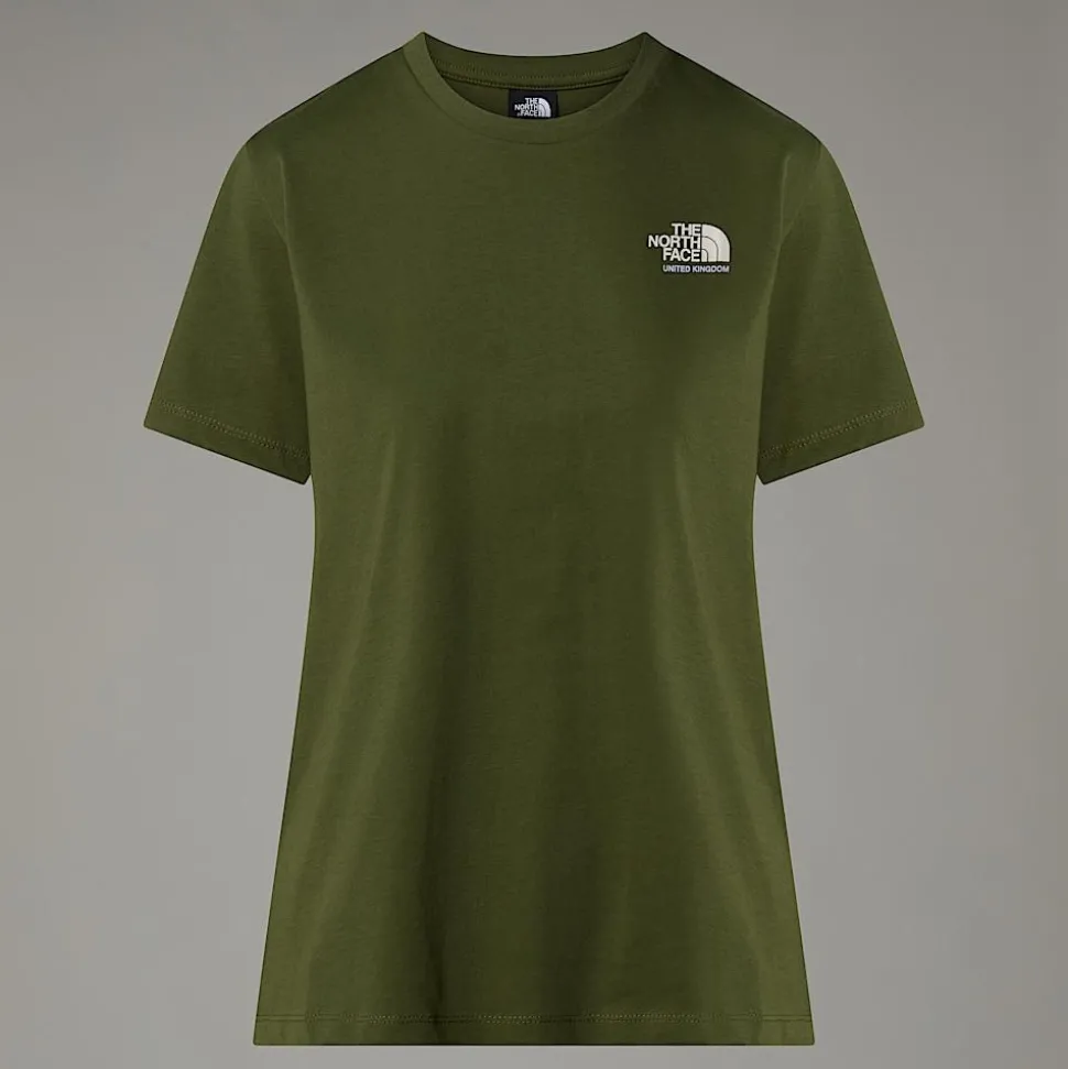 Flash Sale The North Face UK Redbox T-shirt Til Damer Terrarium Green - White Dune -Beetroot