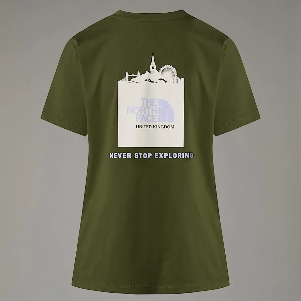 Flash Sale The North Face UK Redbox T-shirt Til Damer Terrarium Green - White Dune -Beetroot