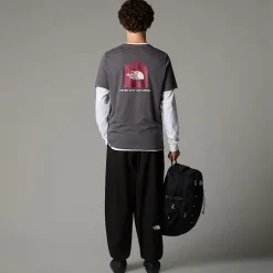 Sale The North Face UK Redbox T-shirt Til Herrer Anthracite Grey - Beetroot - High Rise Grey