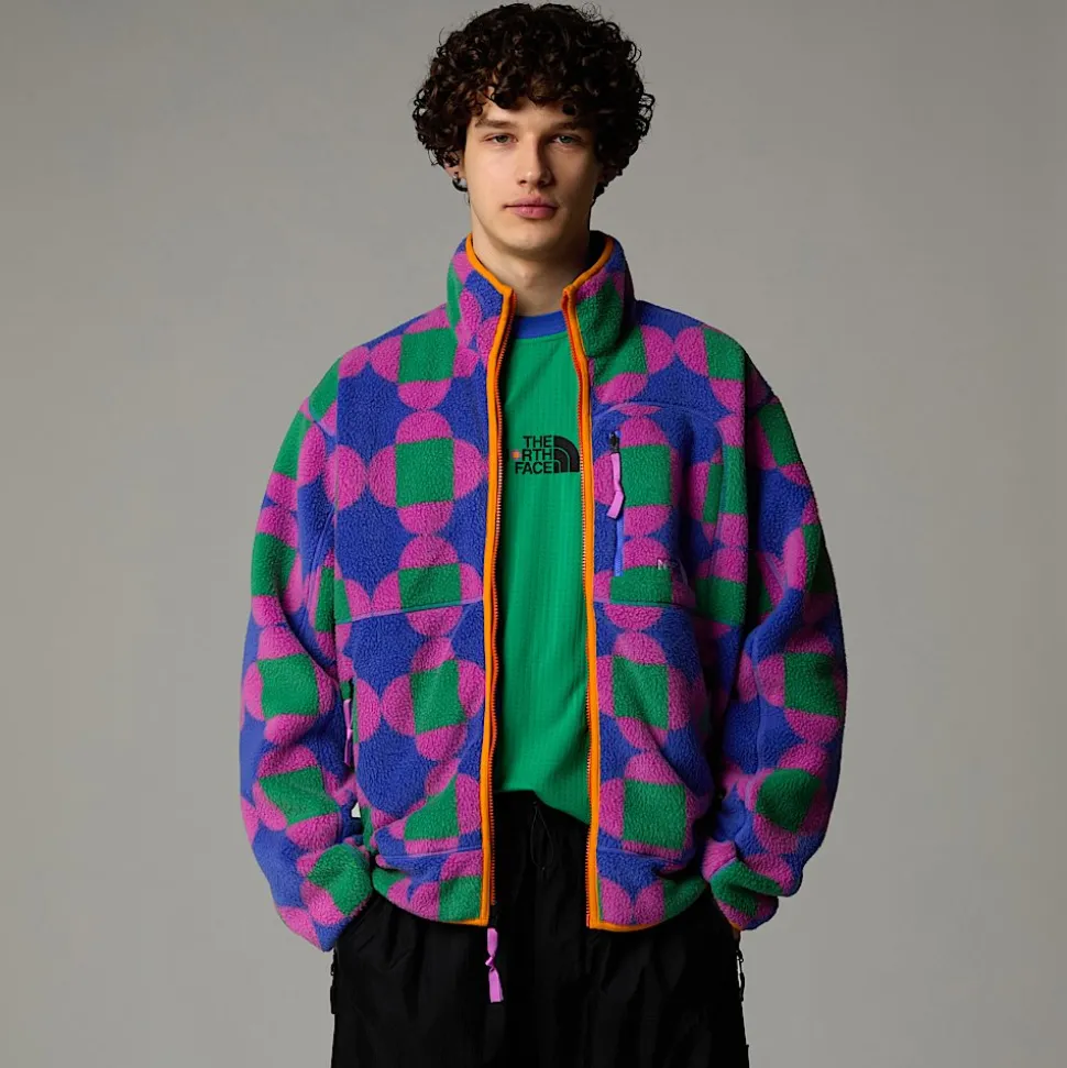 Cheap The North Face Unisex Vendbar TNF X Yinka Ilori Fleecejakke Med Tryk Solar Blue Lets Blossom Together Print